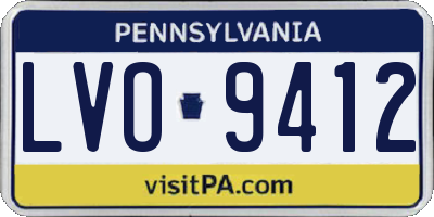 PA license plate LVO9412