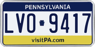 PA license plate LVO9417
