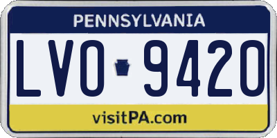 PA license plate LVO9420