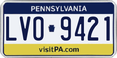 PA license plate LVO9421