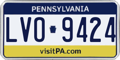 PA license plate LVO9424