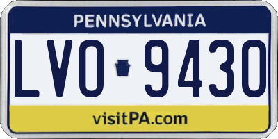 PA license plate LVO9430