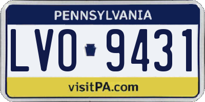 PA license plate LVO9431