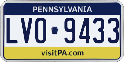 PA license plate LVO9433