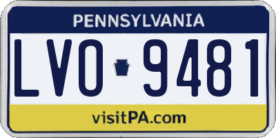 PA license plate LVO9481