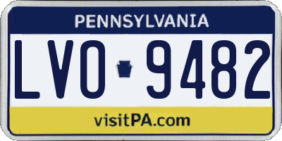 PA license plate LVO9482