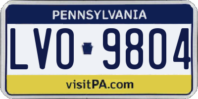 PA license plate LVO9804