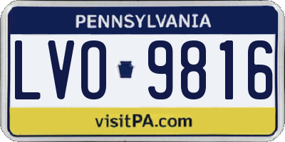 PA license plate LVO9816