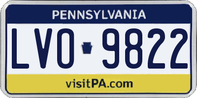 PA license plate LVO9822