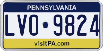 PA license plate LVO9824