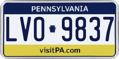 PA license plate LVO9837