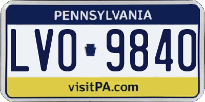 PA license plate LVO9840