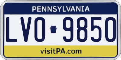 PA license plate LVO9850