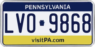 PA license plate LVO9868
