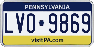 PA license plate LVO9869