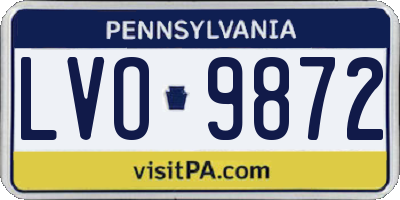 PA license plate LVO9872