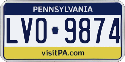PA license plate LVO9874