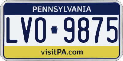PA license plate LVO9875