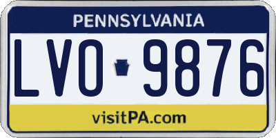 PA license plate LVO9876