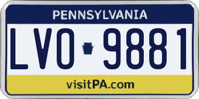 PA license plate LVO9881