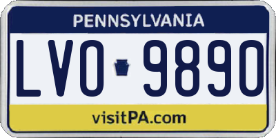 PA license plate LVO9890