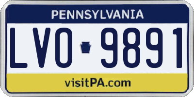 PA license plate LVO9891