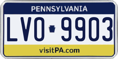 PA license plate LVO9903