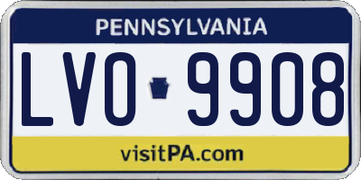 PA license plate LVO9908