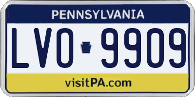 PA license plate LVO9909