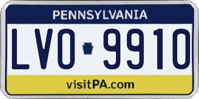PA license plate LVO9910