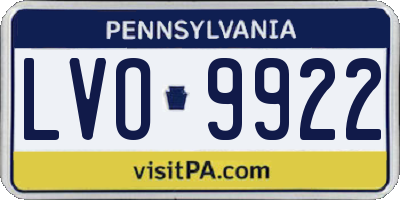 PA license plate LVO9922