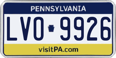 PA license plate LVO9926