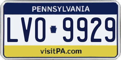 PA license plate LVO9929