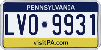 PA license plate LVO9931