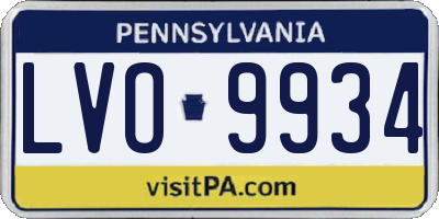 PA license plate LVO9934