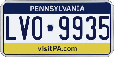 PA license plate LVO9935