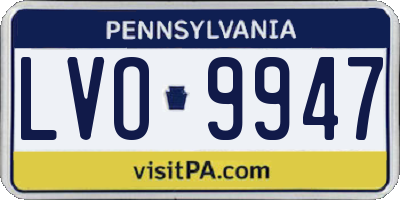 PA license plate LVO9947