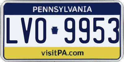 PA license plate LVO9953