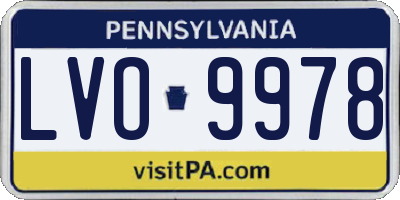 PA license plate LVO9978