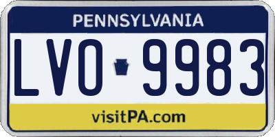 PA license plate LVO9983