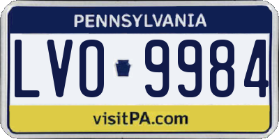 PA license plate LVO9984