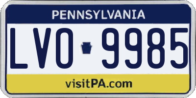 PA license plate LVO9985