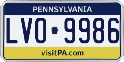 PA license plate LVO9986