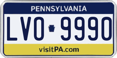 PA license plate LVO9990