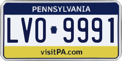 PA license plate LVO9991