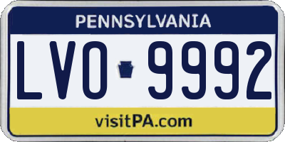 PA license plate LVO9992