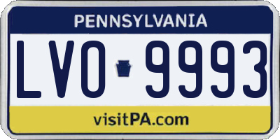 PA license plate LVO9993