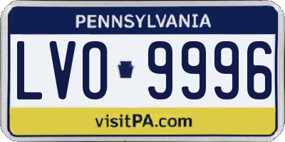 PA license plate LVO9996