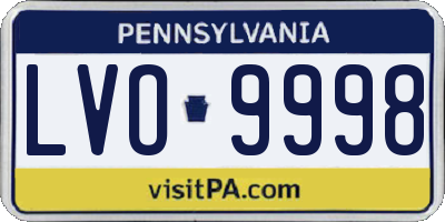 PA license plate LVO9998