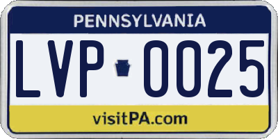 PA license plate LVP0025